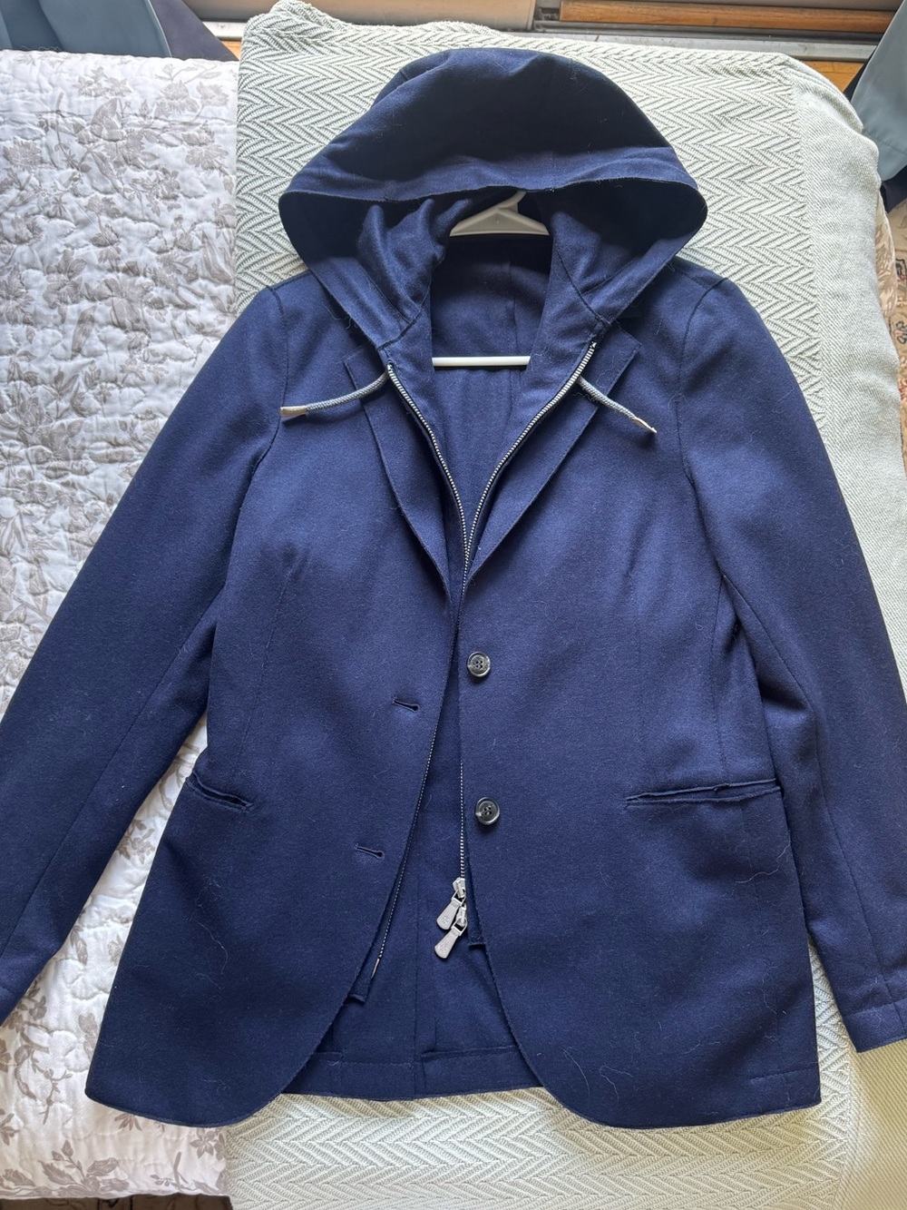 Eleventy women’s Navy Hooded Coat - Classic Wool Blend Jacket